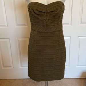 Trina Turk Olive green strapless dress